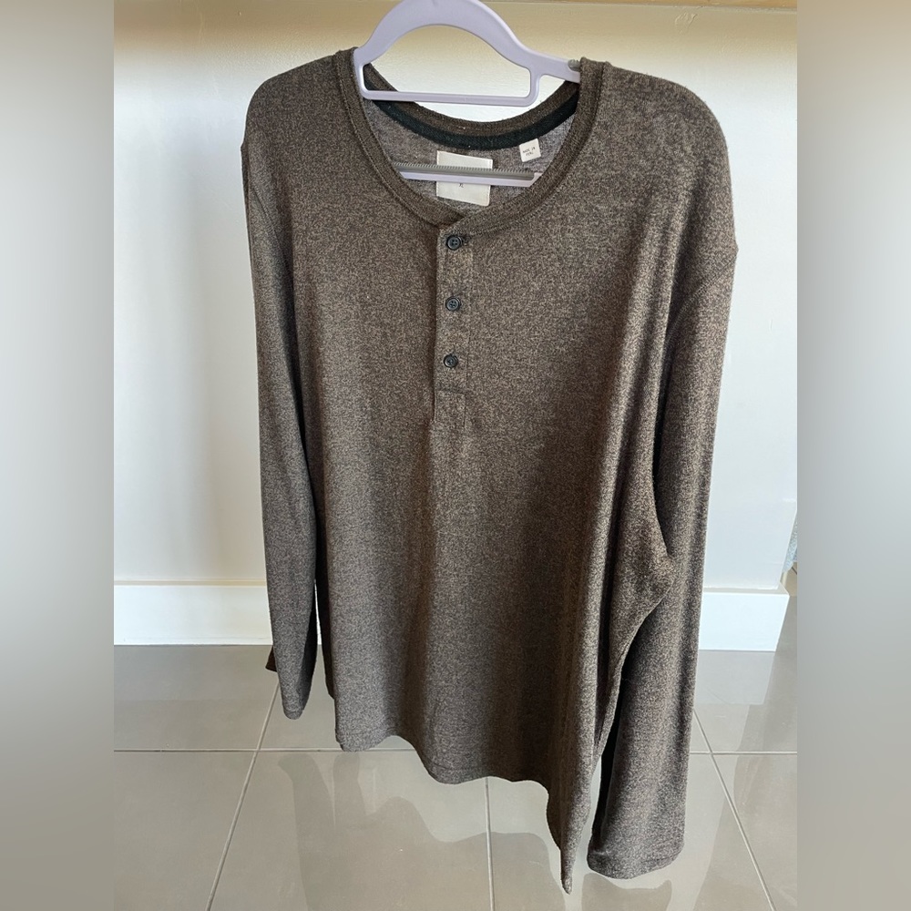 Men’s Billy Reid Henley Long Sleeve Tee XL